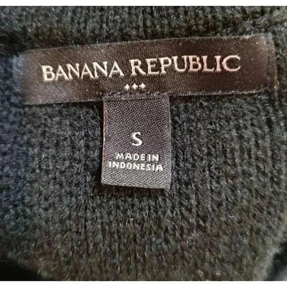 Banana Republic Women's Black Acrylic/Nylon Knit Slouchy Cardigan Sweater w Snap - Picture 9 of 11